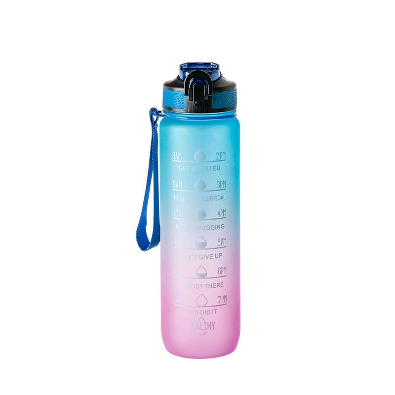 Gradient Plastic Water Bottle with Large Capacity and Suction Straw | Drinkware & Tumblers