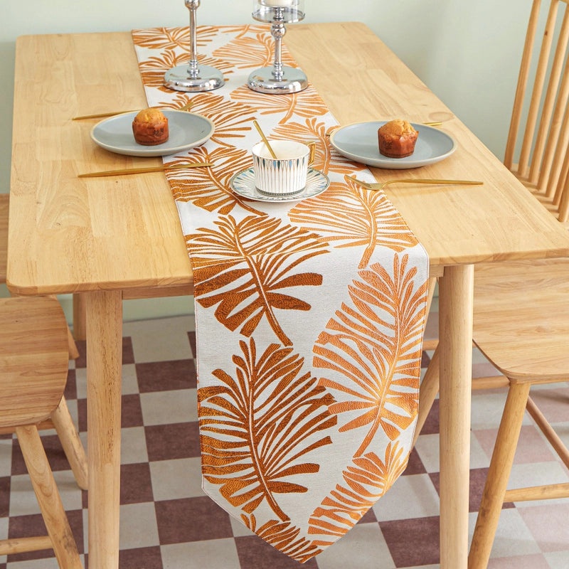 Elegant Minimalist Leaf Design Polyester Tablecloth for Casual and Formal Dining|Table Linens & Covers