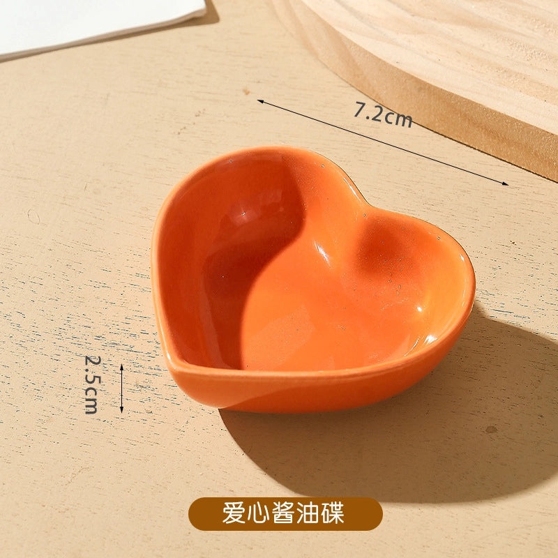Japanese Heart-Shaped Ceramic Small Dipping Dish for Seasoning Dessert Snack | Kitchenware & Tableware