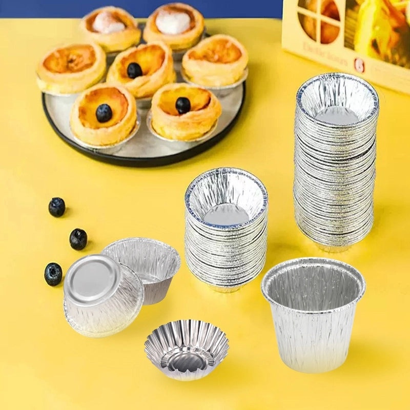 Disposable Aluminum Egg Tart Cups 100pcs | Bakeware & Baking Supplies
