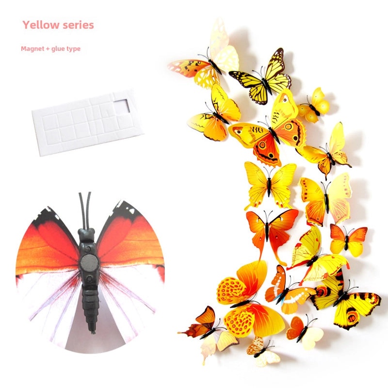 3D Butterfly Wall Stickers for Curtains and Fridges, 12 Sets Decorative Decals for Living Room, Mall, Wedding Room|Home Decor Wall Stickers