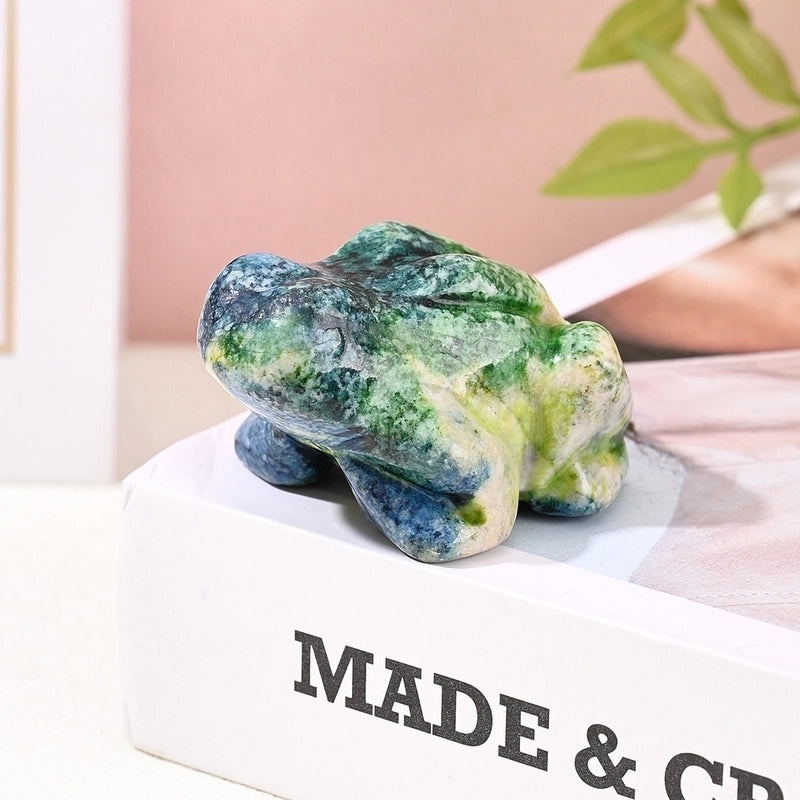 Handcrafted Minimalist Frog Figurine with Natural Stone | Home Decor Ornaments and Artificial Decorations|Home Decor