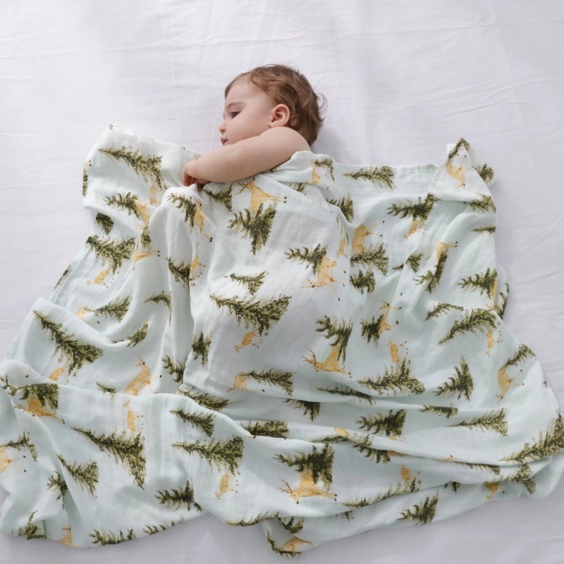 Antibacterial Bamboo Cotton Baby Swaddle Blanket and Bath Towel Set for Newborns Summer Soft Gauze Wrap|Baby Care & Accessories