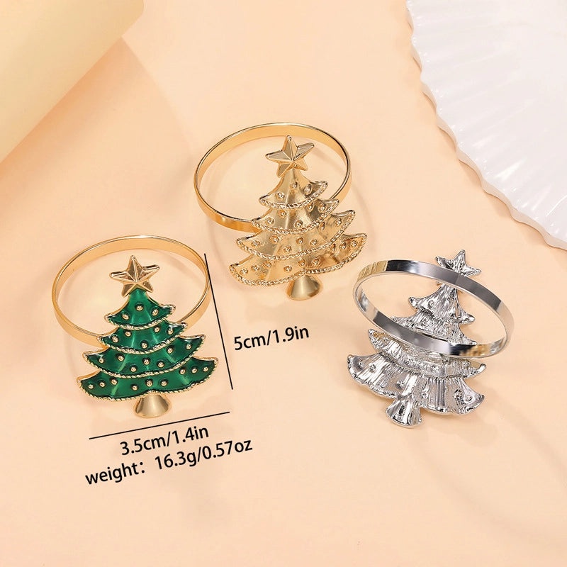 Elegant Christmas Tree Alloy Napkin Ring - Casual Holiday Table Decor | Tableware & Dining Accessories