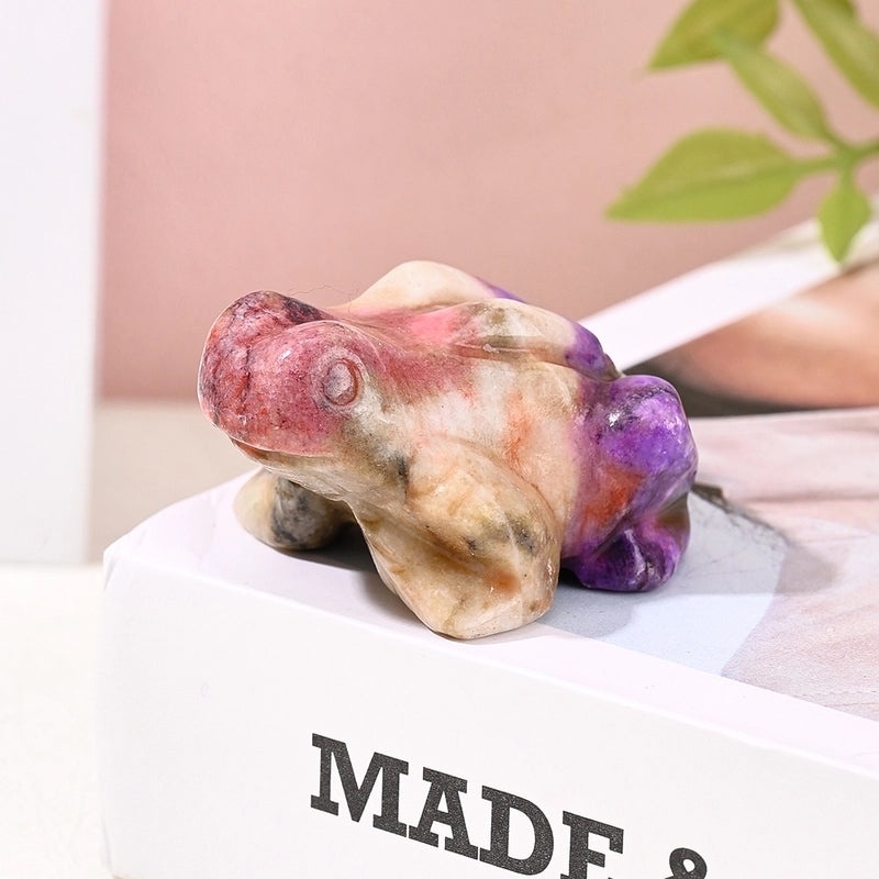 Handcrafted Minimalist Frog Figurine with Natural Stone | Home Decor Ornaments and Artificial Decorations|Home Decor
