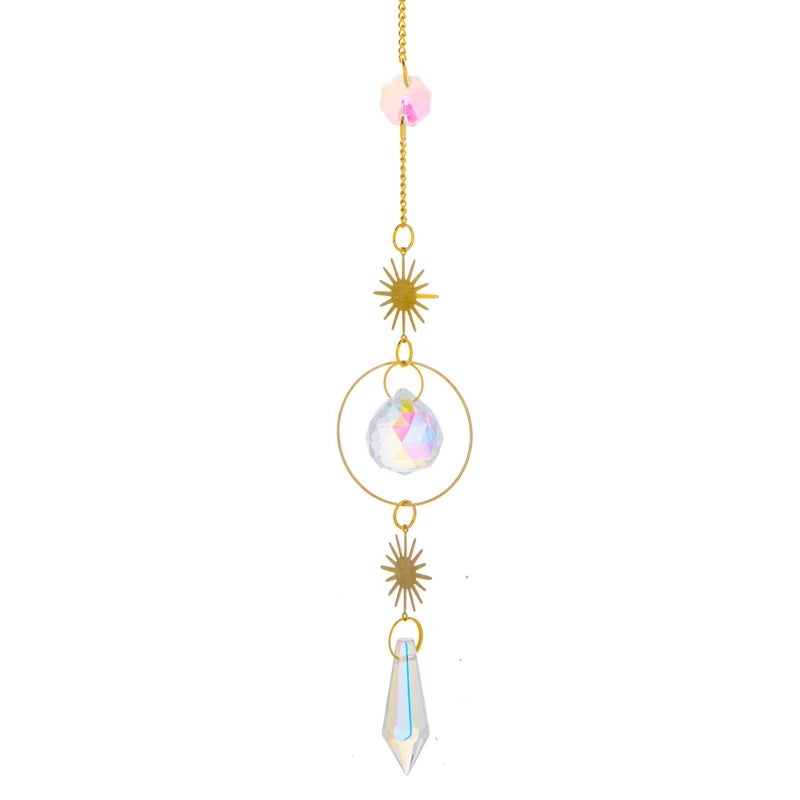 Minimalist Sun and Moon Crystal Suncatcher Wind Chime for Home Decor | Home Decor & Wall Art