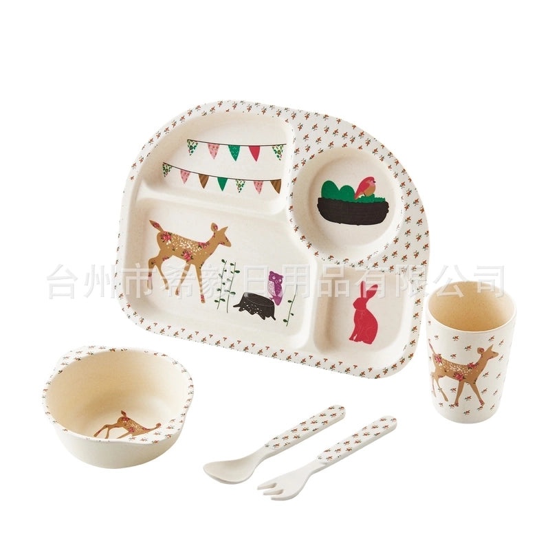 Adorable Cartoon Bamboo Fiber Tableware Set for Kids | Kids Tableware