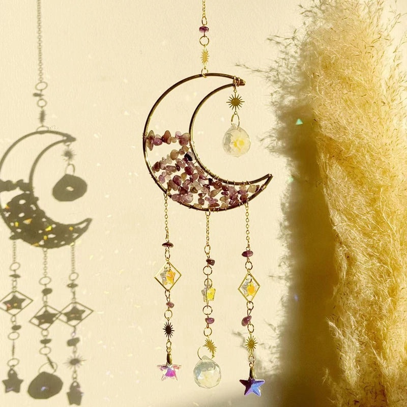 Elegant Pastoral Moon Pendant with Artificial Crystals | Jewelry & Accessories