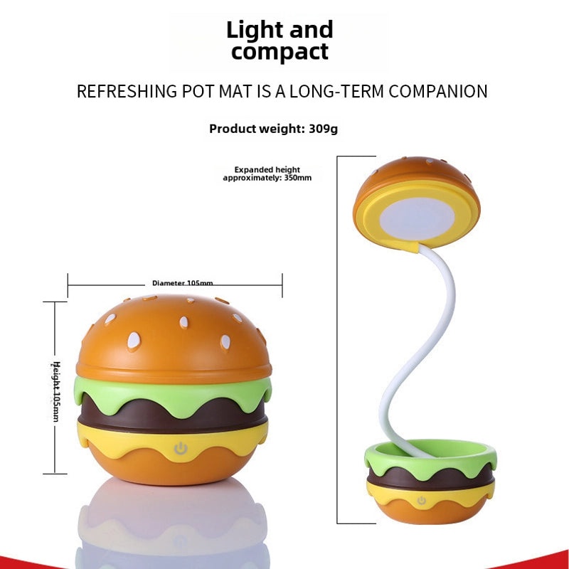 Hamburger LED Night Light Touch Control Three-mode Eye Protection Small Table Lamp for Study|Home Decor Lighting