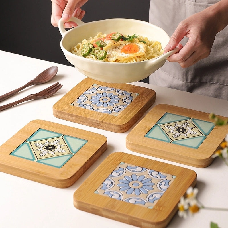 Thickened Wooden Heat-resistant Table Mat for Hot Pots and Teppanyaki|Kitchen Accessories