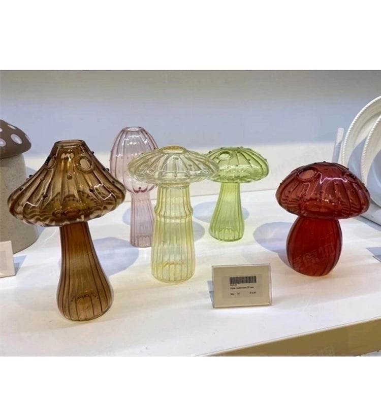 Glass Mushroom Hydroponic Flower Arrangement Decorative Home Ornament|Home Decor