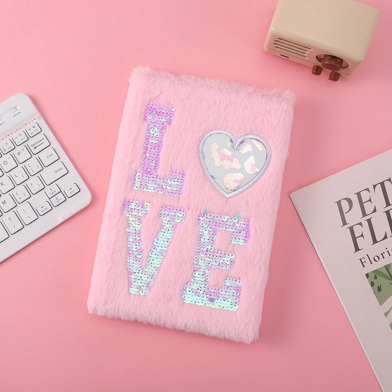 Red Heart Cat Plush Notebook Novelty Letter Design|Stationery & Notebooks