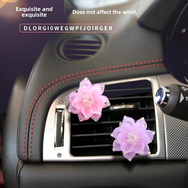Rhinestone Lotus Flower Car Air Vent Perfume Ornament | Car Fragrance Accessories