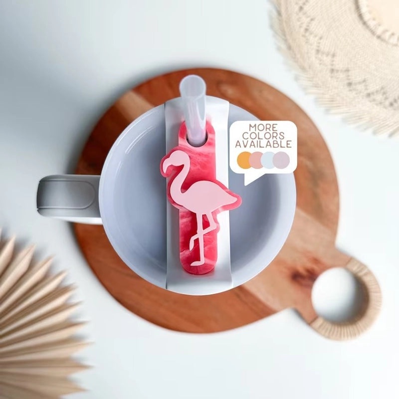 Flamingo Cup Lid Decoration Plastic Cover Cute Drink Label 1 Pc|Kitchen & Dining Accessories