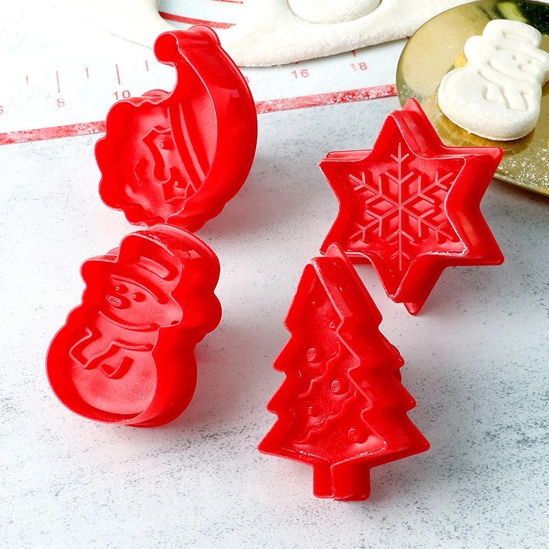Christmas Holiday Cookie Molds Set with Tree Santa Claus and Snowflake Designs | Kitchen & Baking Tools