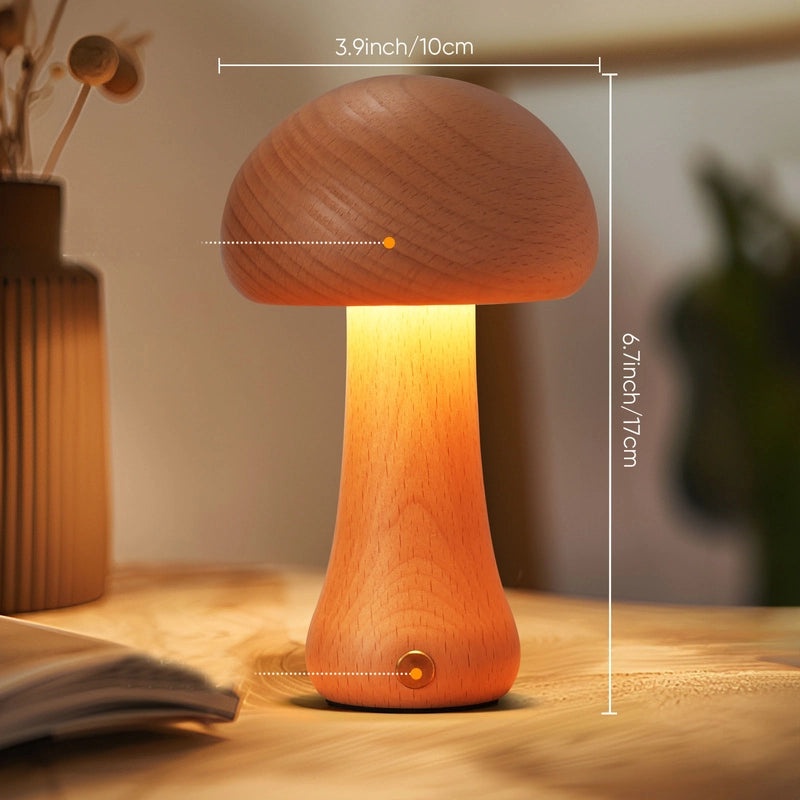 Whimsical Mushroom Wooden Lamp Ornament|Home Decor & Lighting Accessories