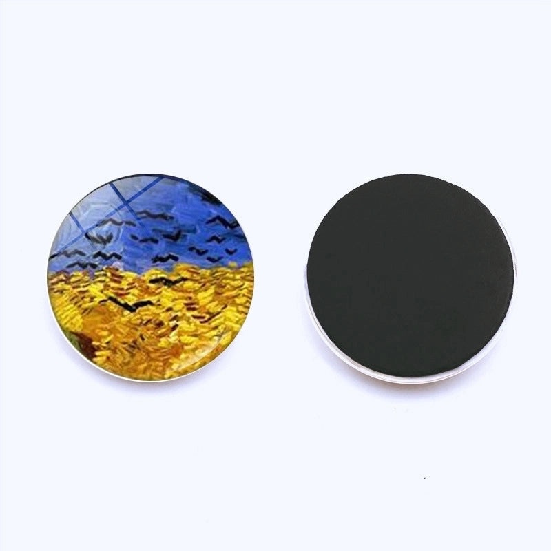 Van Gogh Starry Night Crystal Glass Refrigerator Magnets 25mm Creative Home Decor Stickers|Home & Kitchen Accessories