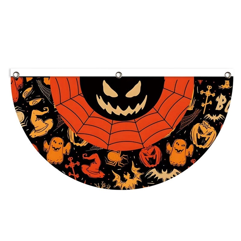 Halloween Pumpkin Skull Party Flag Polyester Funny Decorative Banner|Home & Garden > Seasonal Decorations > Halloween Decorations