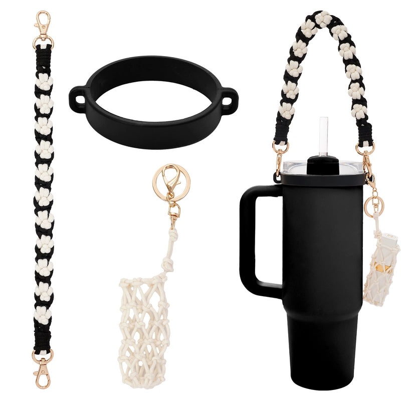 Floral Cotton Rope Silicone Cup Sleeves for Casual Use|Drinkware Accessories