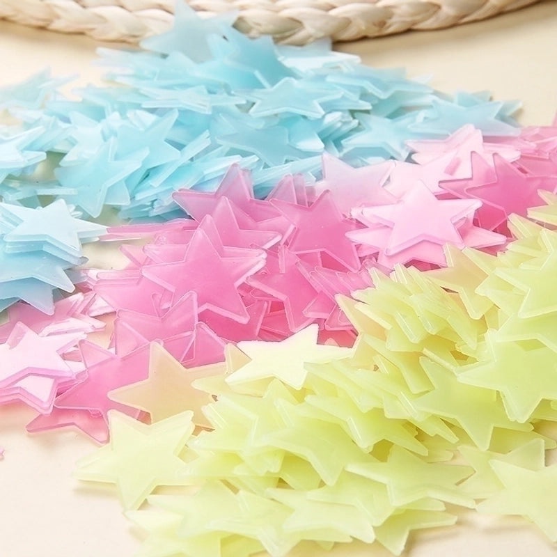 3cm Glow in the Dark Star Stickers Bulk Pack 100pcs | Kids Room Decor