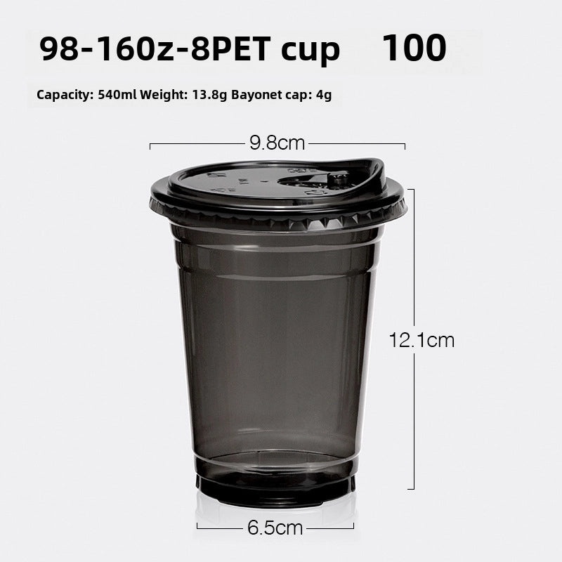 Disposable Black PET Plastic Coffee Cup with Lid for Iced Drinks | Beverage Cups & Accessories