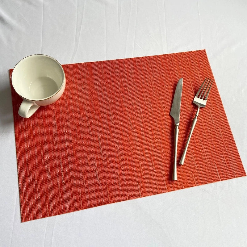 European-style Solid Color PVC Woven Insulated Western Placemat for Home & Hotel Dining|Table Linens & Placemats