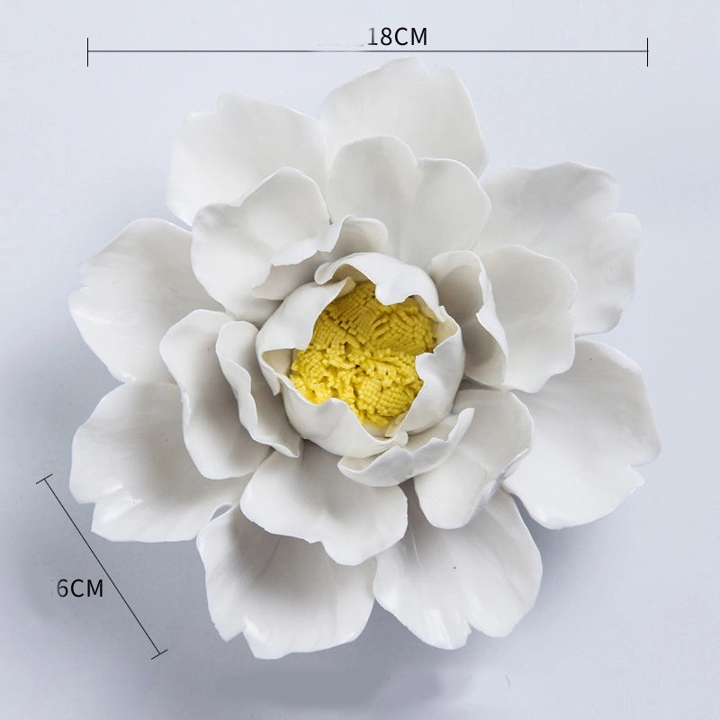 3D Ceramic Flower Wall Pendant for Living Room Bedroom TV Background | Home Decor Wall Art