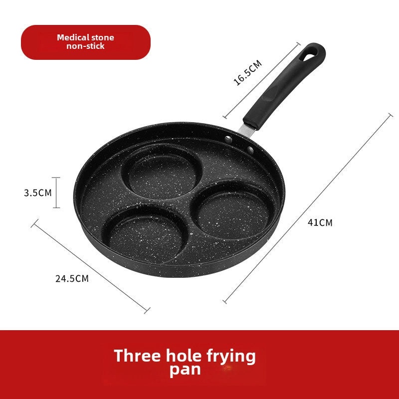 Maifan Stone Non-stick Breakfast Pan with 4 Holes Multi-functional Fried Egg & Burger Mold Flat Bottom | Kitchen Cookware