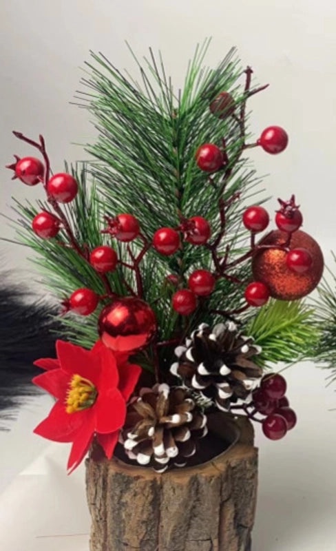 Mini Christmas Tree Desktop Decoration with PE Bark Pot | Home Decor