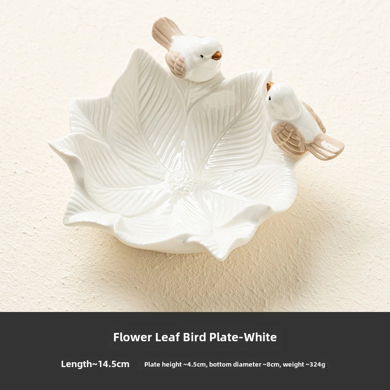 Ceramic Bird Jewelry Tray Cute Dim Sum Plate Creative Storage Rack Soap Dish Light Luxury Organizer|Jewelry Storage & Organization