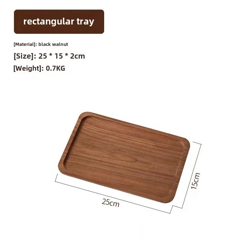 Japanese-style Oval Wooden Tray Solid Black Walnut Rectangular Plate Small Exquisite Tea Coffee Serving Tray|Home & Kitchen > Kitchen & Dining > 