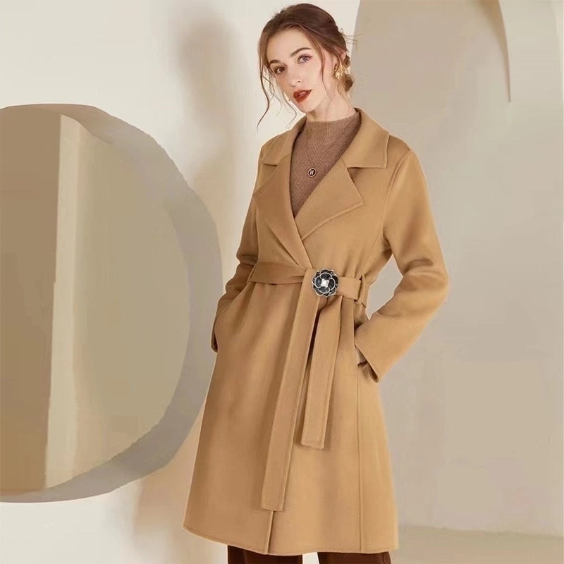 Korean Style Woolen Coat Clip with Rose and Large Bead Scarf Buckle | Accessories & Scarves