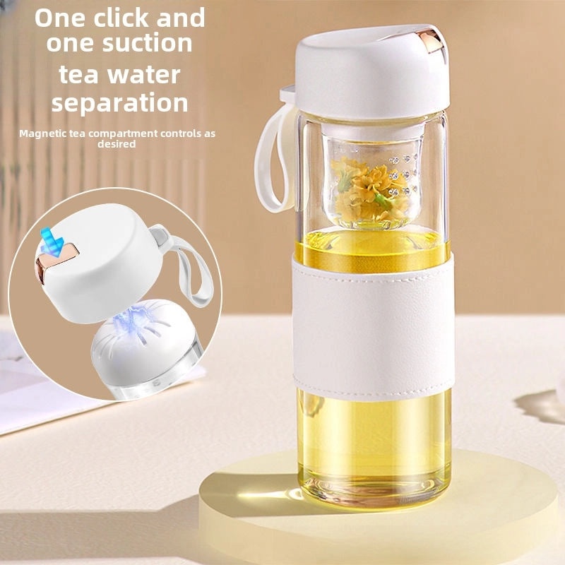 Magnetic Elastic Large Capacity Tea Glass with Built-in Strainer High Color Value Gift Cup|Home & Kitchen