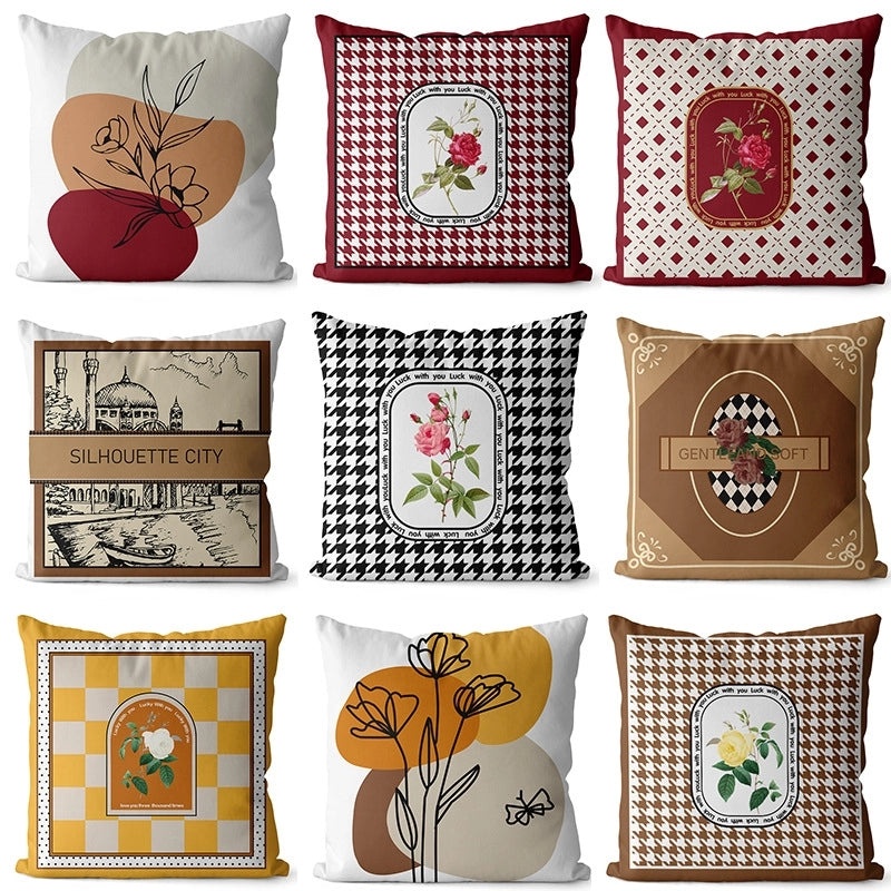 Modern Classic Floral Letter Polyester Pillow Covers for Couch Sofa Decor|Home Decor Pillows