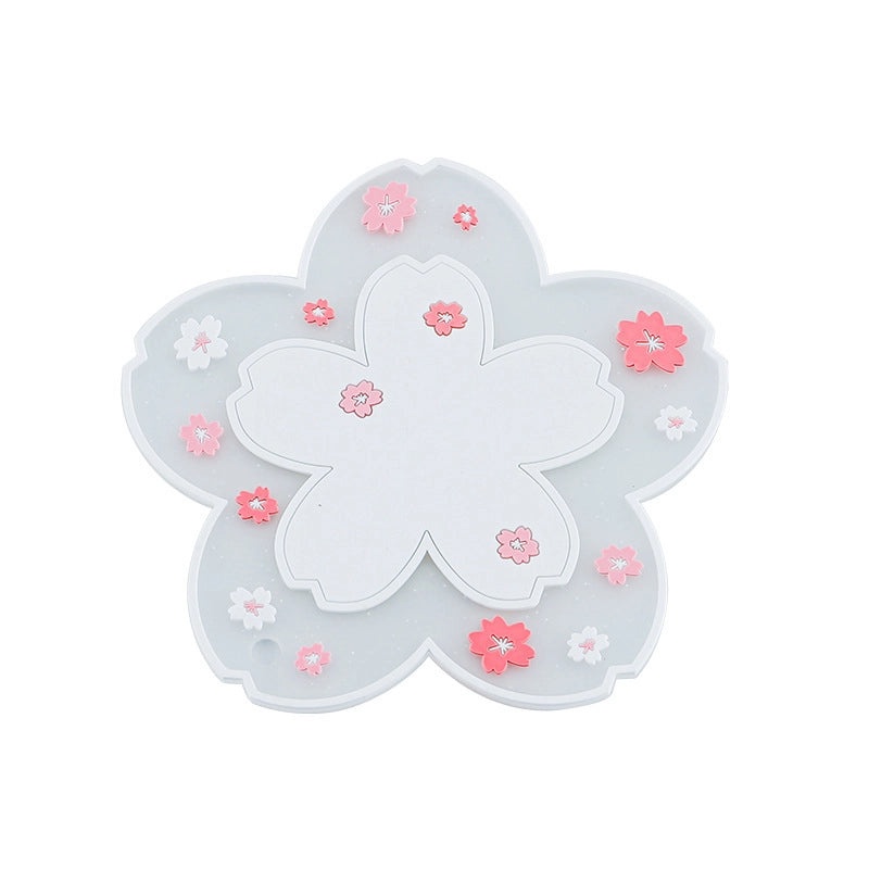 Cherry Blossom Non-slip Rubber Coaster Soft Insulation Pot Mat Household Anti-scald Table Mat|Kitchen & Dining Accessories