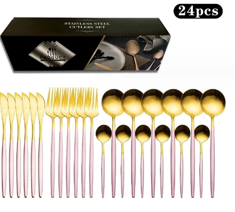 Elegant Solid Color Stainless Steel Cutlery Set 1 Piece|Kitchen & Dining