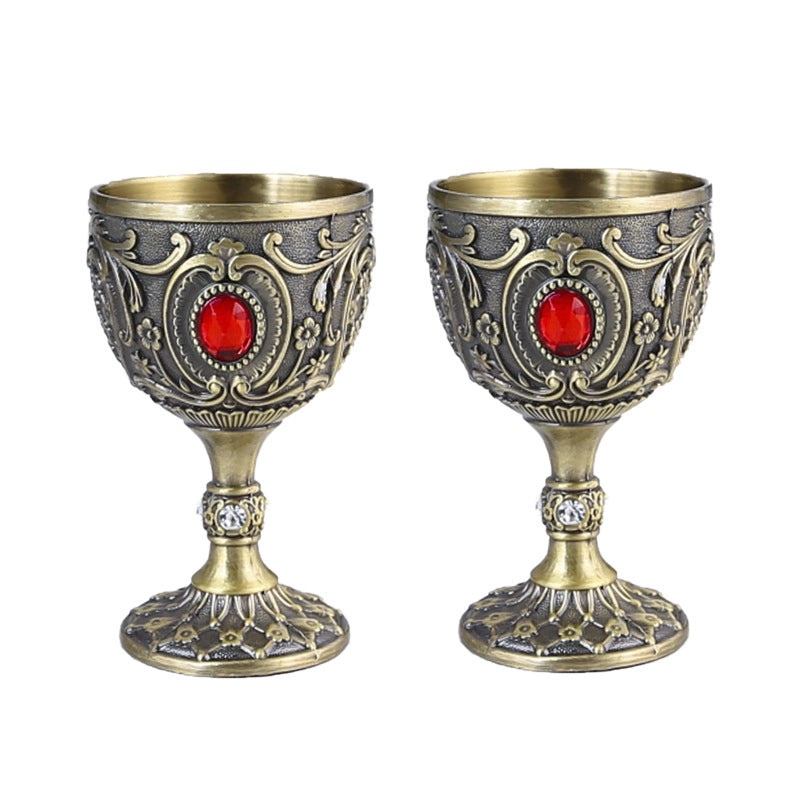 Golden Goblet Wine Glass Set Small Cup for Tea Water Holy Water Decorative Drinkware|Kitchen & Dining