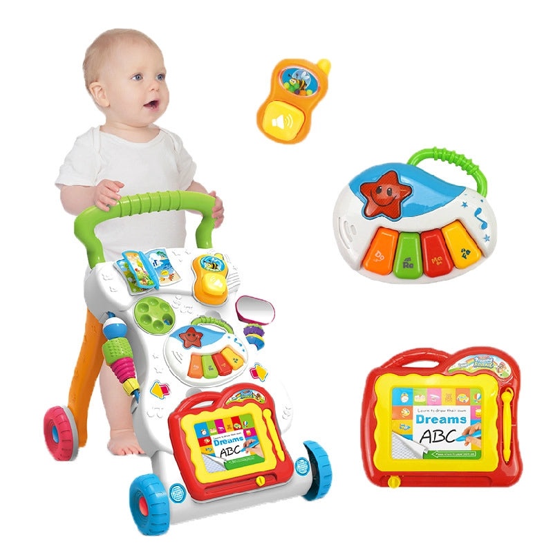 Adjustable Speed Baby Walker Trolley with Music and Anti-flip Design | Baby Strollers & Walkers