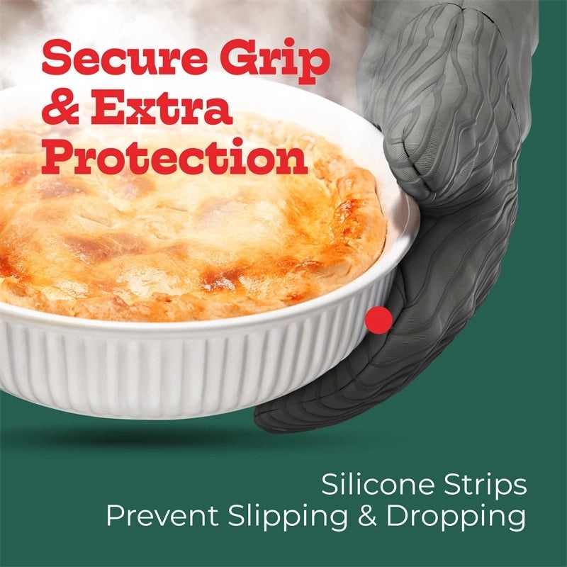 Heat Resistant Cotton Gloves with Silica Gel Stripes for Kitchen Use|Kitchen Gloves & Mitts