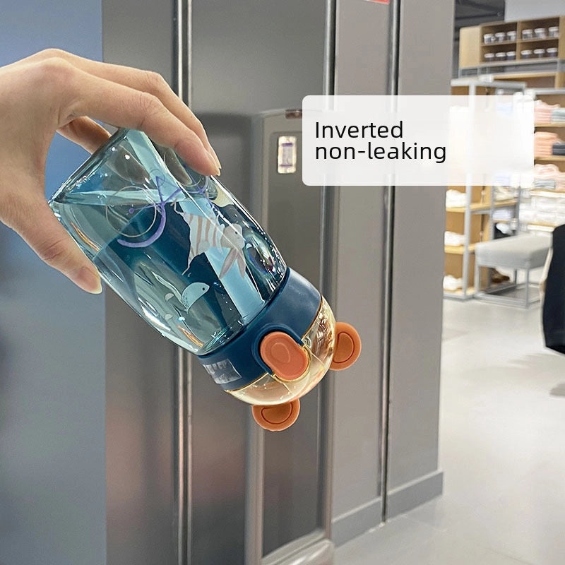 Cartoon Bunny Straw Cup with Rope for Kids Toddlers Students Drop-resistant Plastic Drinking Bottle|Kids Drinkware