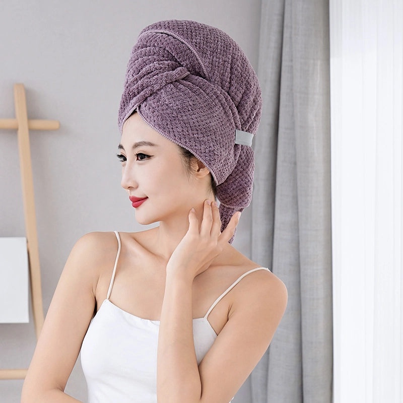 Women's Large Coral Fleece Hair Wrap Quick-drying Absorbent Elastic Band Towel | Hair Accessories