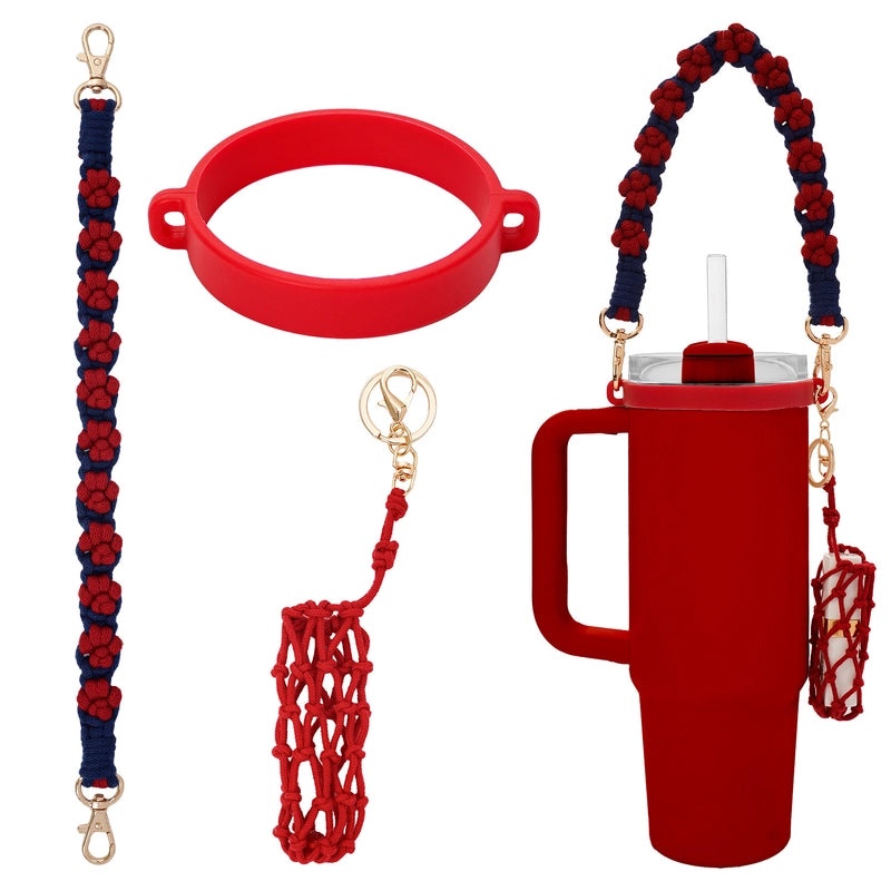 Floral Cotton Rope Silicone Cup Sleeves for Casual Use|Drinkware Accessories