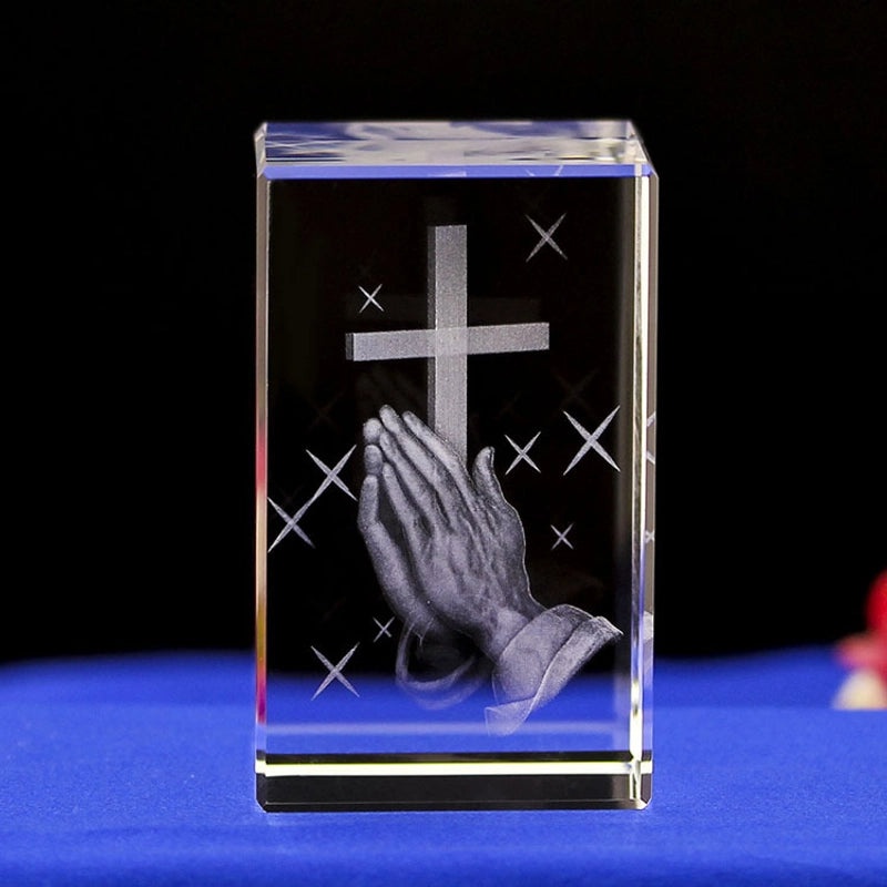 Minimalist Human Cross Crystal Ornament | Home Decor