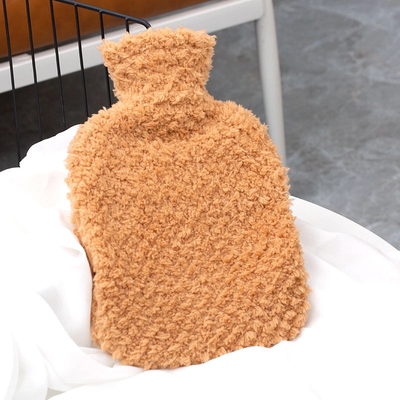 Vintage Plush Rubber Hot Water Bottle Thickened Soft Cover Water Injection Heating Bag Custom Logo Gift|Home & Living