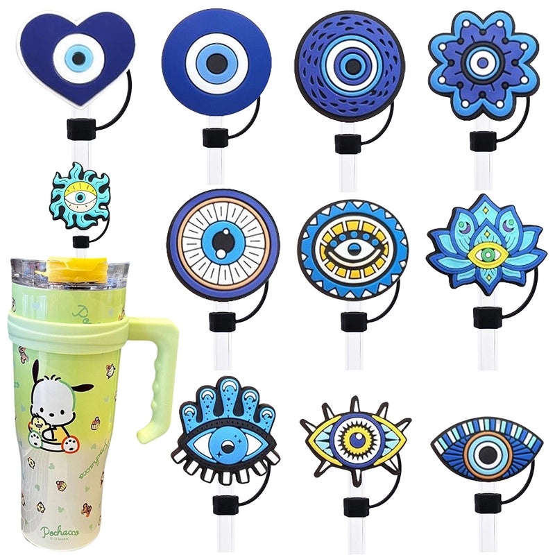 Devil's Eye Silica Gel Straw Cap Casual and Stylish Decorative Top 1 Piece|Drinkware Accessories