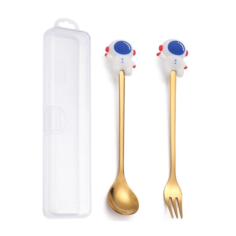 Festive Animal Santa Claus Stainless Steel Cutlery Set 2 Pieces|Kitchen & Dining Tableware