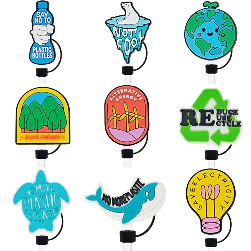 Adorable Alphabet Silicone Straw Caps 10 Pieces/Set|Drinkware Accessories