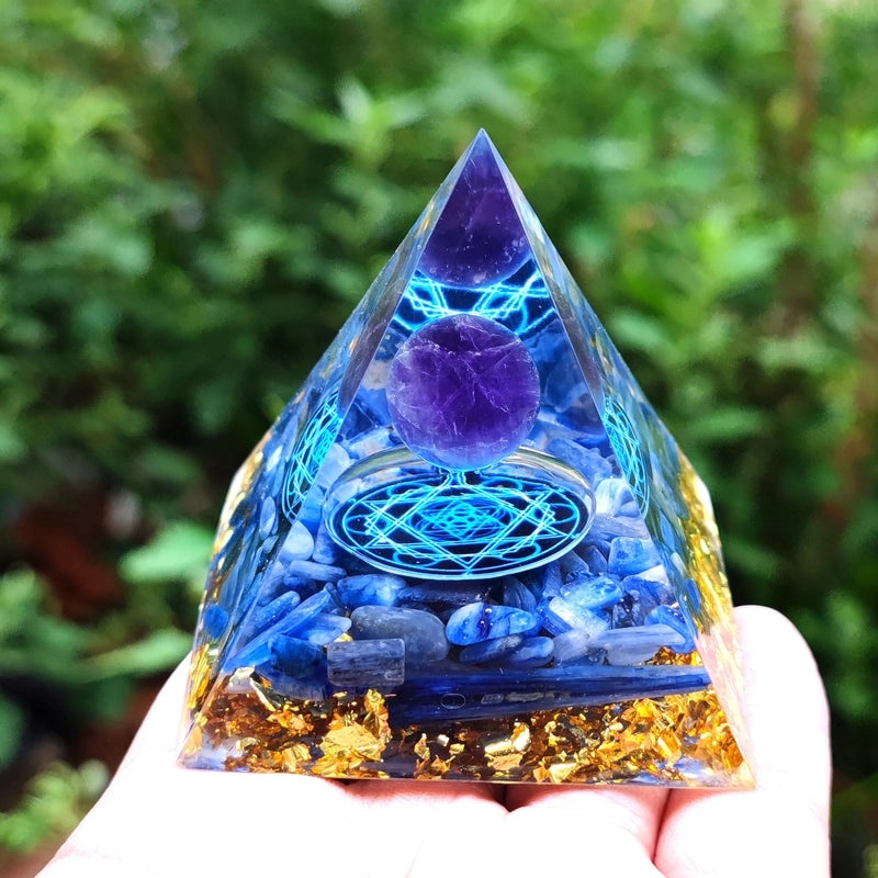 Pyramid Resin Crystal Ball with Decorative Pyramid Gravel | Home Decor & Accessories