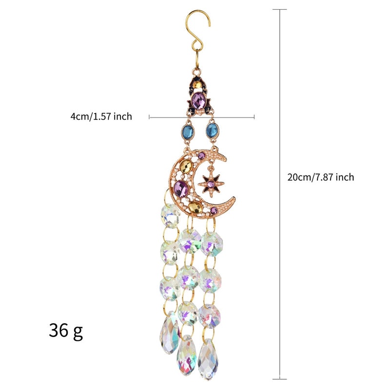 Colorful Crystal Sun Moon Stars Heart Pendant Wind Chime for Home Decoration | Home Decor & Accessories