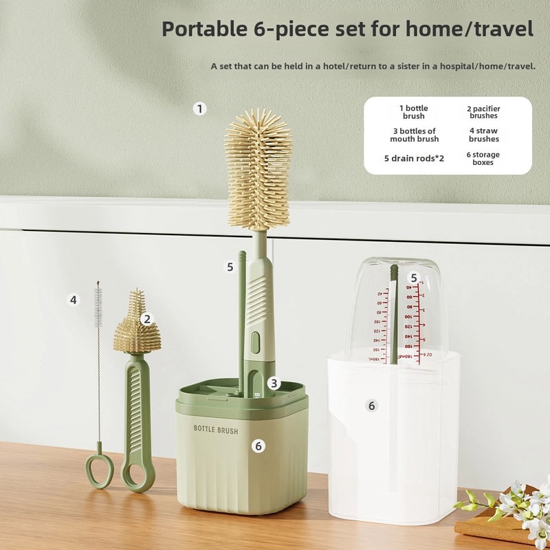 Multifunctional Portable Silicone Bottle and Pacifier Cleaning Brush with Straight Handle | Baby Feeding Accessories